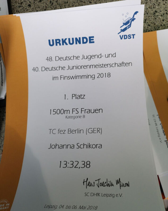 🇩🇪 New Junior World Record in 1500 SF Girls from Johanna Schikora from Germany, Finswimmer Magazine - Finswimming News