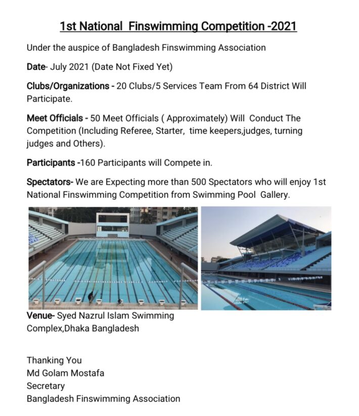 🇧🇩 Bangladesh Finswimming Championships 2021, Finswimmer Magazine - Finswimming News