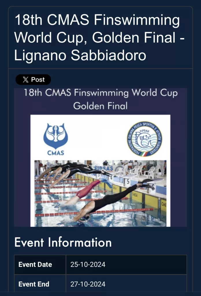 🇮🇹 CMAS Finswimming World Cup 2024 Golden Final &#8211; Lignano Sabbiadoro, Finswimmer Magazine - Finswimming News